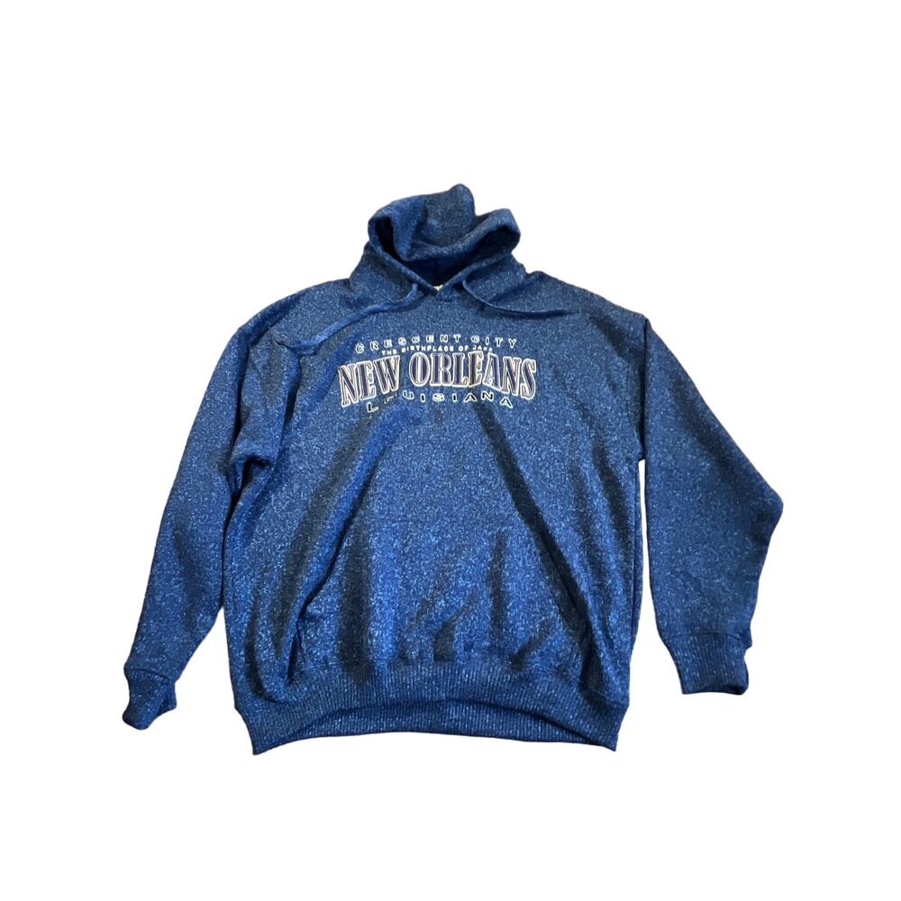 New Orleans The Birthplace Of Jazz Hooded Pullover Heavy Cotton Blue Size 2XL